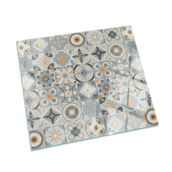 Protector suelo para estufa de leña rectangular Patrones de mosaico en azulejos