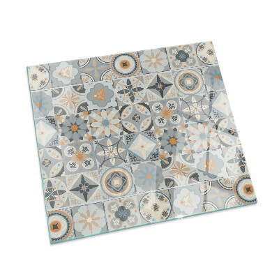 Protector suelo para estufa de leña rectangular Patrones de mosaico en azulejos