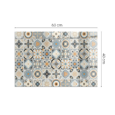 Protector suelo para estufa de leña rectangular Patrones de mosaico en azulejos