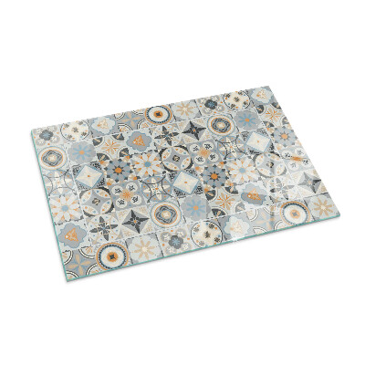 Protector suelo para estufa de leña rectangular Patrones de mosaico en azulejos