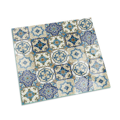 Protector de suelo para estufa rectangular Patrón de mosaico con flores