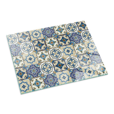 Protector de suelo para estufa rectangular Patrón de mosaico con flores
