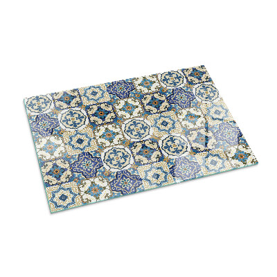 Protector de suelo para estufa rectangular Patrón de mosaico con flores