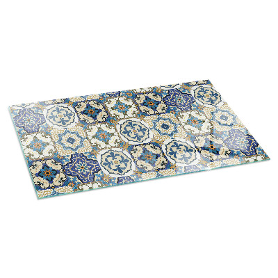 Protector de suelo para estufa rectangular Patrón de mosaico con flores