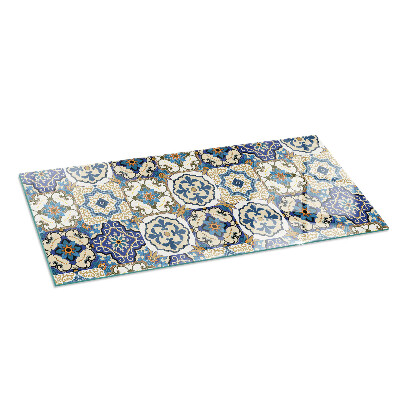 Protector de suelo para estufa rectangular Patrón de mosaico con flores
