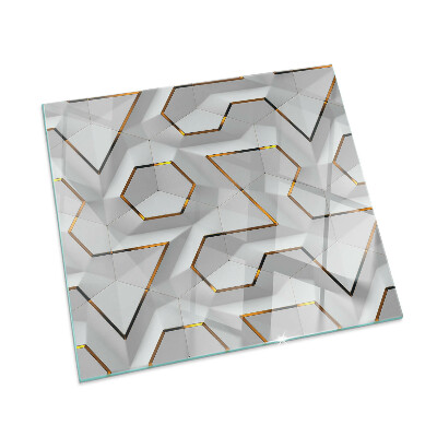Protector suelo para estufa de leña rectangular Patrón geométrico 3D