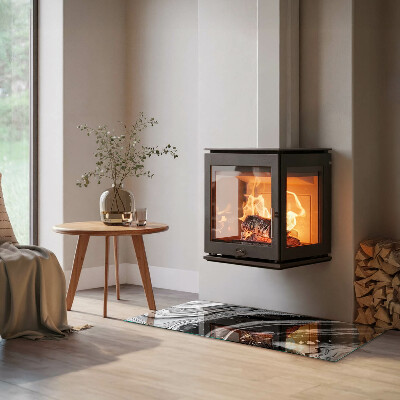 Protector de suelo para estufa rectangular Ondas y líneas abstractas