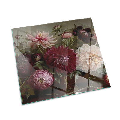 Protector suelo para estufa de leña rectangular Ramo de flores en detalle