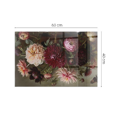 Protector suelo para estufa de leña rectangular Ramo de flores en detalle