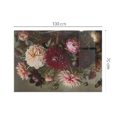 Protector suelo para estufa de leña rectangular Ramo de flores en detalle