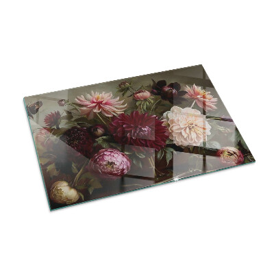 Protector suelo para estufa de leña rectangular Ramo de flores en detalle