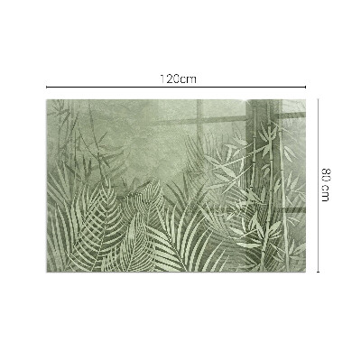Protector suelo para estufa de leña rectangular Hojas tropicales al fondo