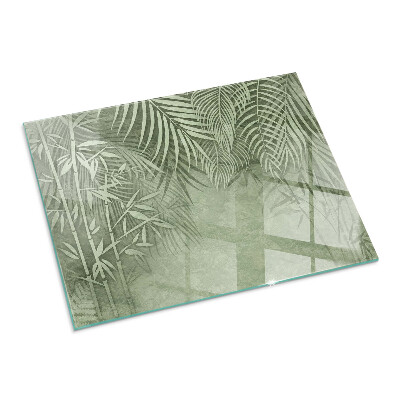 Protector suelo para estufa de leña rectangular Hojas tropicales al fondo