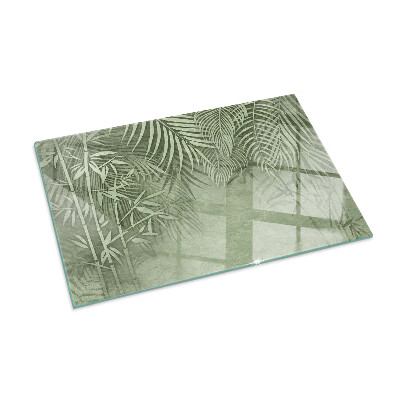 Protector suelo para estufa de leña rectangular Hojas tropicales al fondo