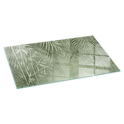 Protector suelo para estufa de leña rectangular Hojas tropicales al fondo