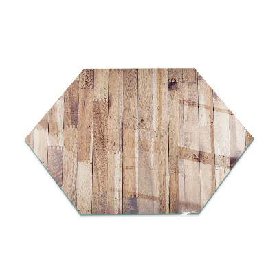 Protector suelo para estufa de leña hexagonal Patrón de madera en disposición geométrica.