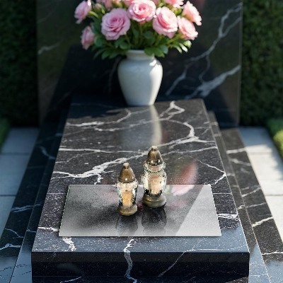 Posavaso de cristal para velas funerarias Textura piedra hormigón