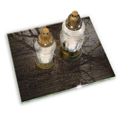 Posavaso de cristal para velas funerarias Textura madera corteza