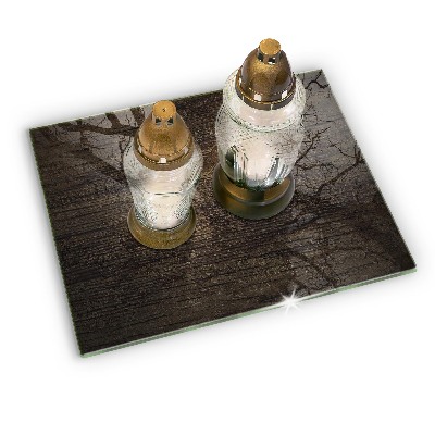 Posavaso de cristal para velas funerarias Textura madera corteza