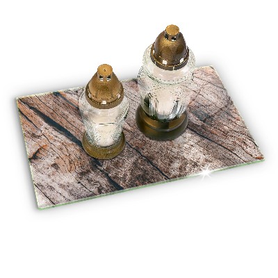 Posavaso de cristal para velas funerarias Textura de madera