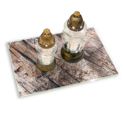 Posavaso de cristal para velas funerarias Textura de madera