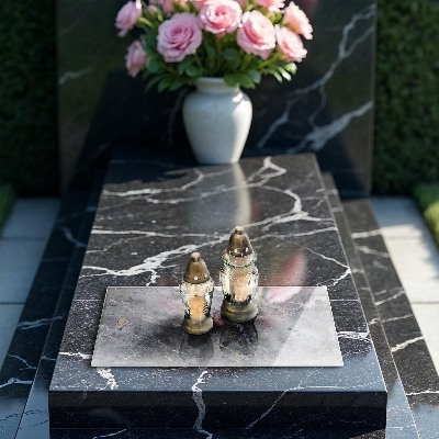 Posavaso de cristal para velas funerarias Textura de piedra