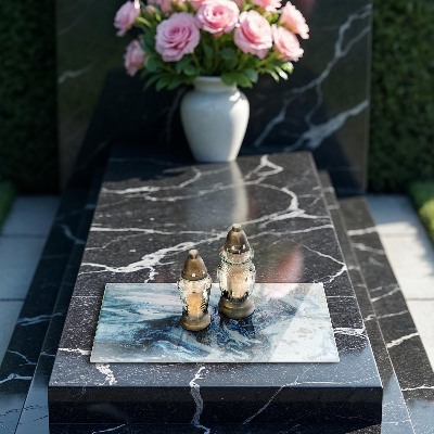 Posavaso de cristal para velas funerarias Estructura con oro
