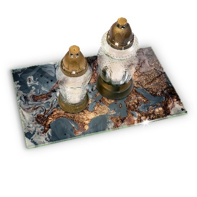 Posavaso de cristal para velas funerarias Roca textura oro