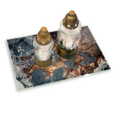 Posavaso de cristal para velas funerarias Roca textura oro