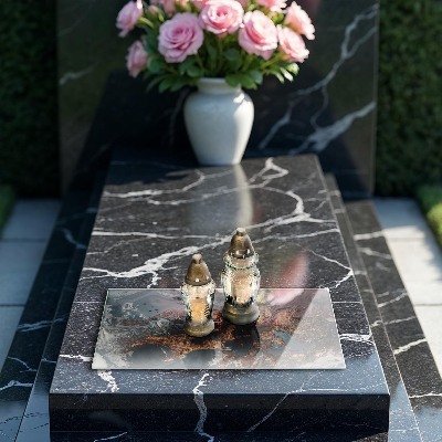 Posavaso de cristal para velas funerarias Roca textura oro