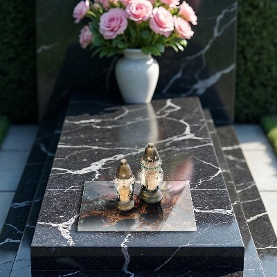 Posavaso de cristal para velas funerarias Roca textura oro