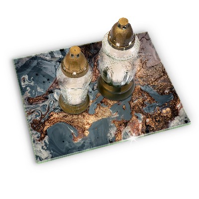 Posavaso de cristal para velas funerarias Roca textura oro