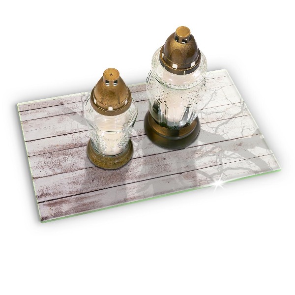 Posavaso de cristal para velas funerarias Tablas de madera vieja