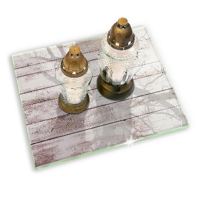 Posavaso de cristal para velas funerarias Tablas de madera vieja