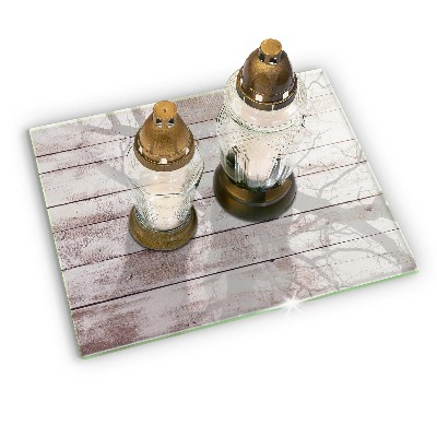 Posavaso de cristal para velas funerarias Tablas de madera vieja