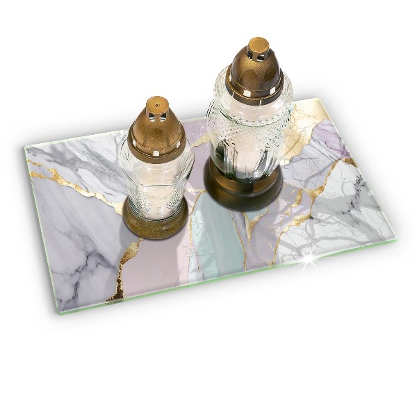 Posavaso de cristal para velas funerarias Mármol pastel