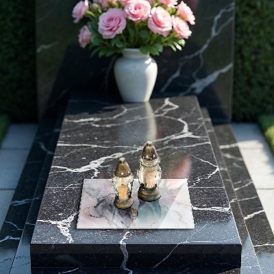 Posavaso de cristal para velas funerarias Mármol pastel