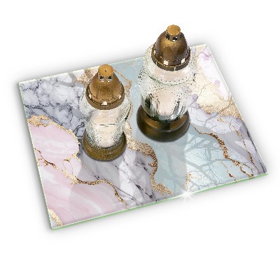 Posavaso de cristal para velas funerarias Mármol pastel