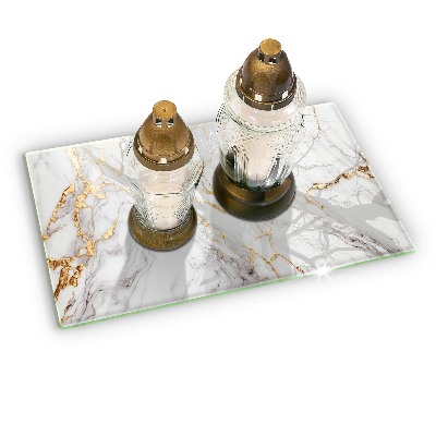 Posavaso de cristal para velas funerarias Mármol claro con oro