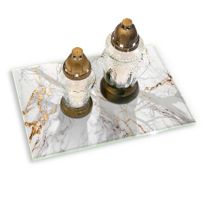 Posavaso de cristal para velas funerarias Mármol claro con oro