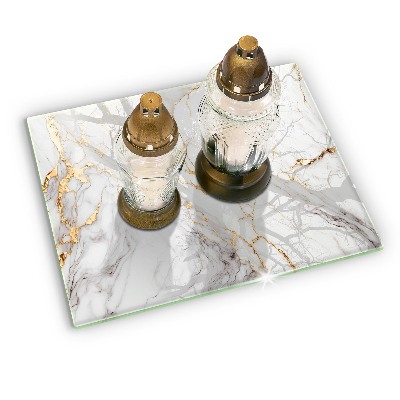 Posavaso de cristal para velas funerarias Mármol claro con oro