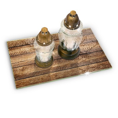 Posavaso de cristal para velas funerarias Tablas con textura de madera