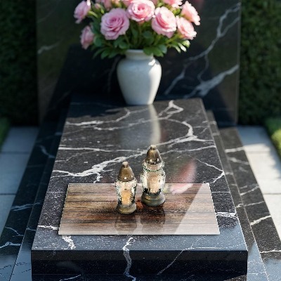 Posavaso de cristal para velas funerarias Tablas con textura de madera