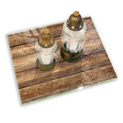 Posavaso de cristal para velas funerarias Tablas con textura de madera