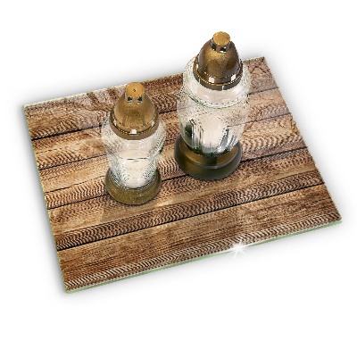 Posavaso de cristal para velas funerarias Tablas con textura de madera