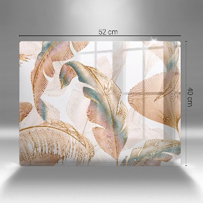 Posavaso de cristal para velas funerarias Plumas y hojas boho