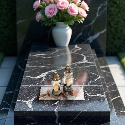 Posavaso de cristal para velas funerarias Plumas y hojas boho