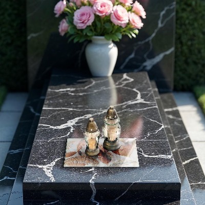 Posavaso de cristal para velas funerarias Plumas y hojas boho
