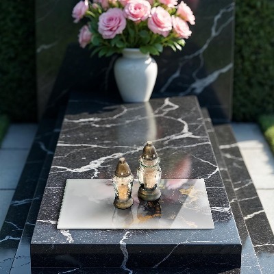 Posavaso de cristal para velas funerarias Abstracción con oro