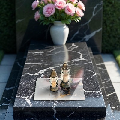 Posavaso de cristal para velas funerarias Abstracción con oro